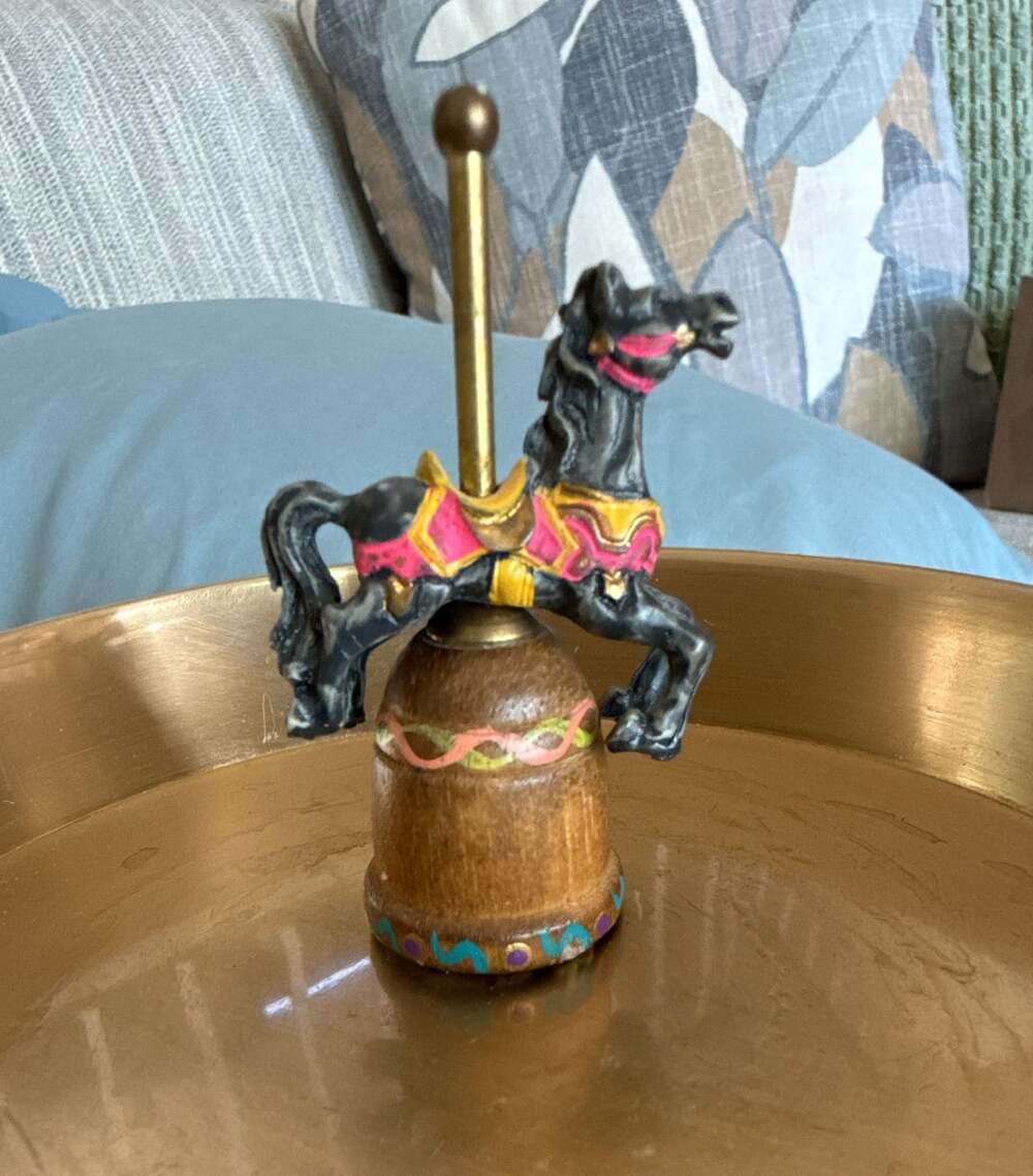Vintage Enesco Carousel Horse Wooden Thimble Figurine